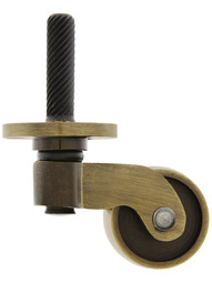 Solid Brass Stem-and-Plate Caster with 1" Brass Wheel